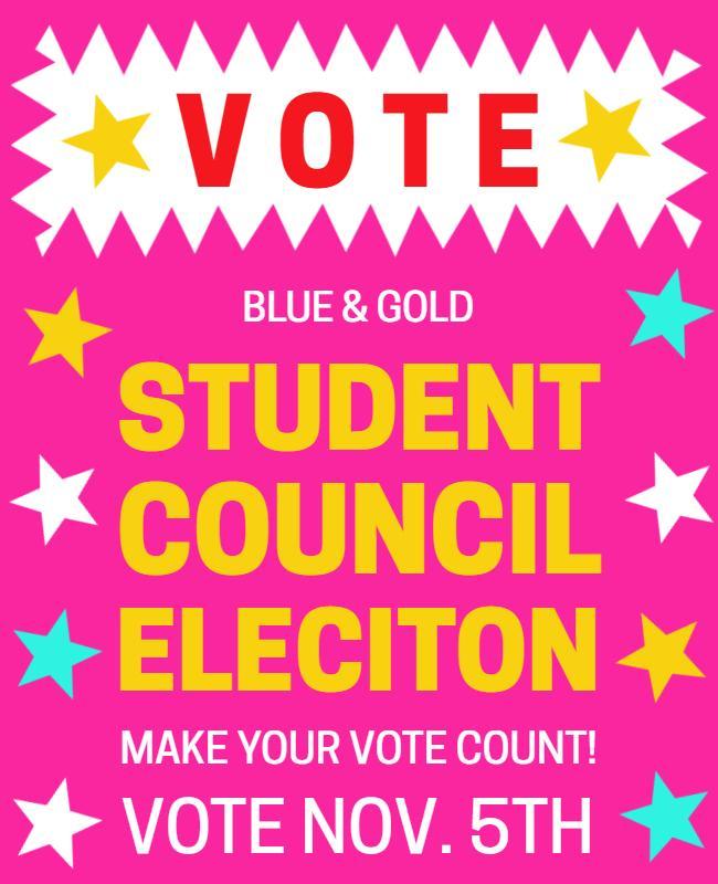Bright Pink Student Council Election Reminder Poster Template