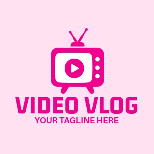 Bright Pink Television Design for Engaging Vlogger Logo Template