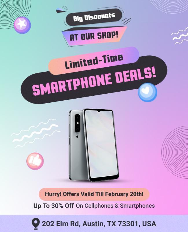 Bright Pop Art Smartphone Deals Promotion Poster Template