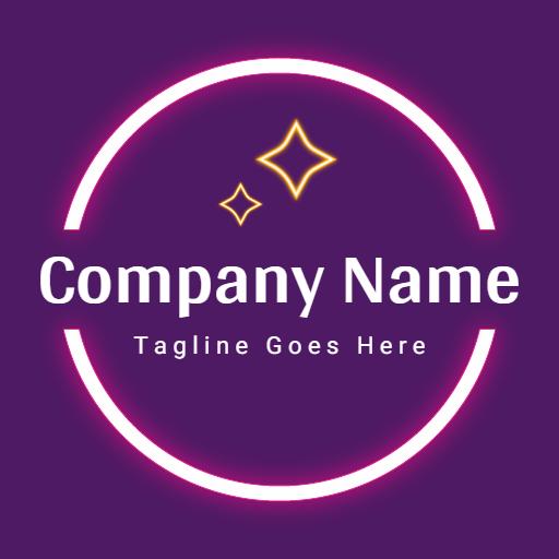 Bright Purple Neon Lights with Elegant Stars Logo Template