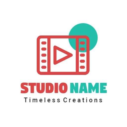 Bright Red and Teal Film Reel Design for Entertainment Logo Template