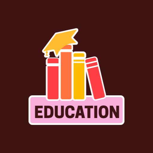 Bright Red and Yellow Books Representing Education Logo Template