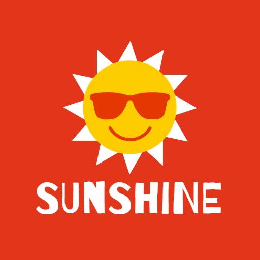 Bright Red Background with Cheerful Sunshine Logo Template