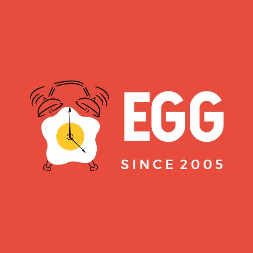 Bright Red Background with Quirky Egg Clock Design Logo Template