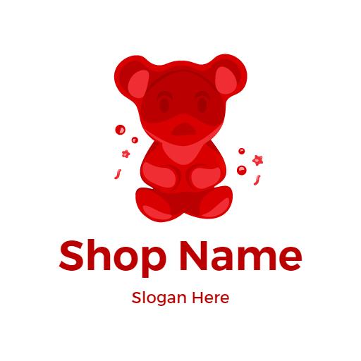 Bright Red Bear Illustration Representing Gummies Logo Template
