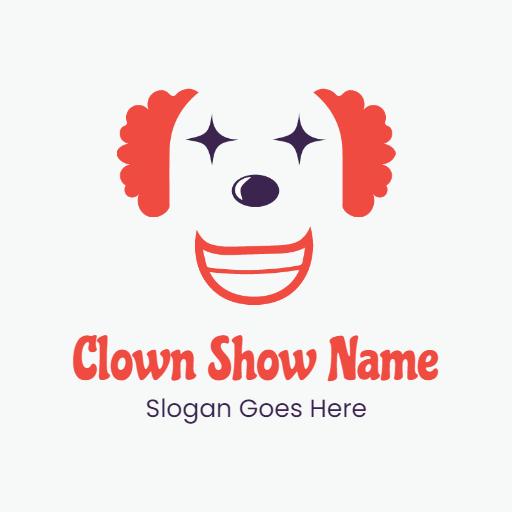 Bright Red Hair and Smile Representing Joyful Clown Logo Template