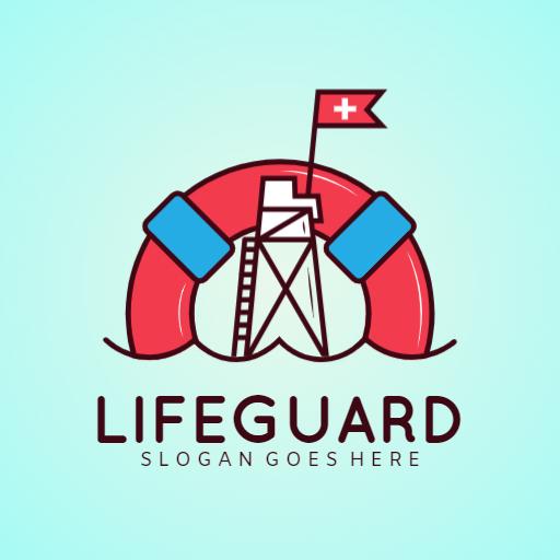 Bright Red Lifebuoy Signifying Lifeguard Safety Logo Template