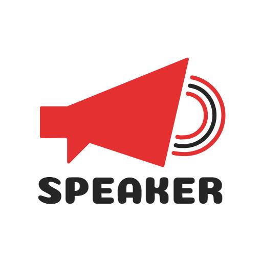 Bright Red Loudspeaker Illustrating Speaker Effectively Logo Template