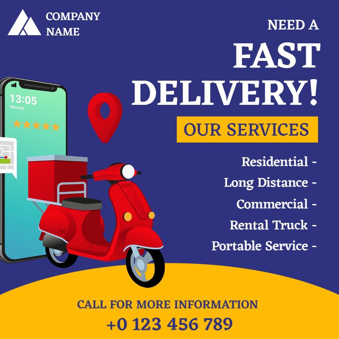 Bright Red Scooter for Fast Delivery Services Promotion Ad Template