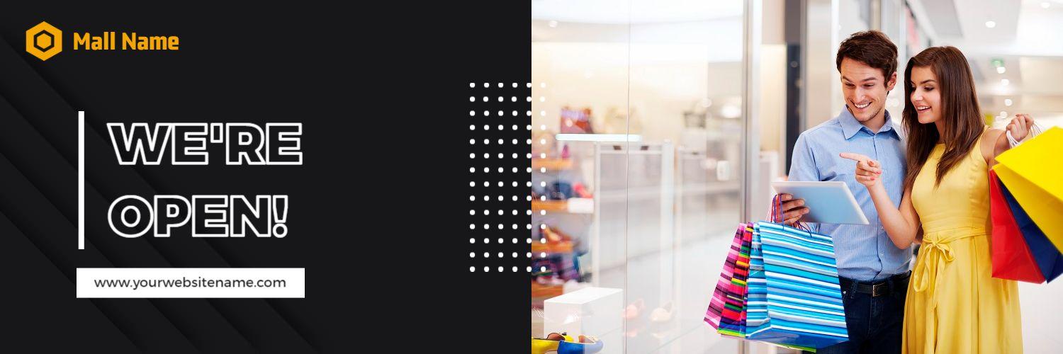 Bright Shopping Experience with Colorful Bags Twitter Banner Template