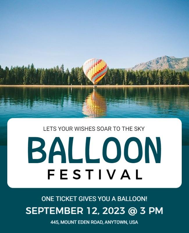 Bright Sky Blue Hot Air Balloon Festival Poster Template