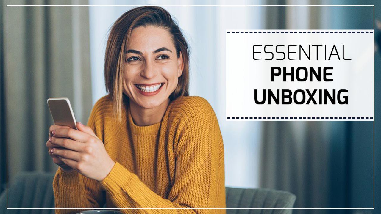 Bright Smiling Woman Phone Unboxing YouTube Thumbnail Template