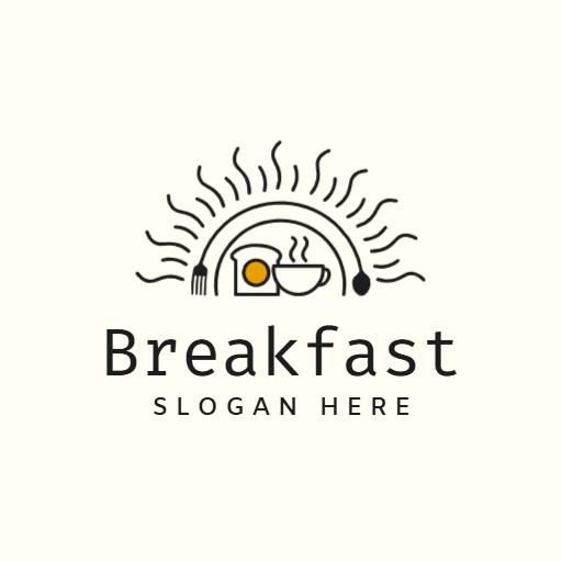 Bright Sun and Coffee Cup Illustrating Breakfast Logo Template