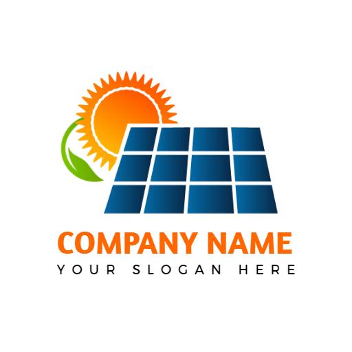 Bright Sun and Solar Panels Representing Renewable Energy Logo Template