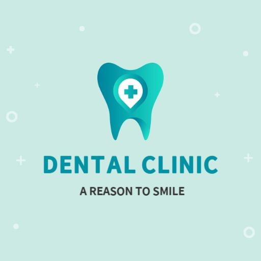 Bright Teal and Light Blue Dental Clinic Promoting Health Logo Template