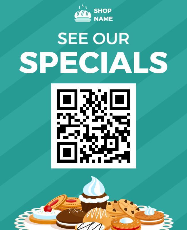 Bright Teal Dessert Shop Specials Advertisement Poster Template