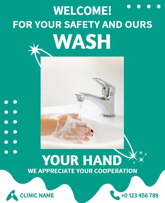Bright Teal Health Hygiene Awareness Reminder Poster Template