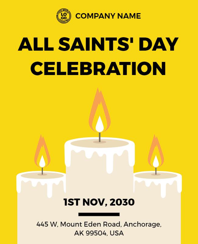 Bright Yellow All Saints' Day Celebration Poster Template