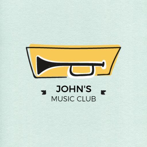 Bright Yellow and Black Trumpet Design for Band Logo Template
