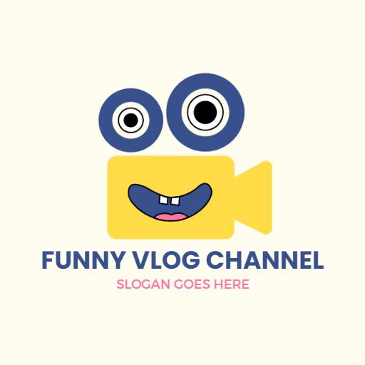 Bright Yellow and Blue Character for Vlogger Channel Logo Template