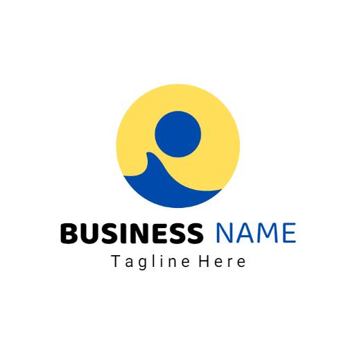 Bright Yellow and Blue Design for Innovative Business Logo Template
