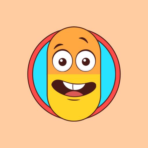 Bright Yellow and Blue Retro Character Mascot Logo Template