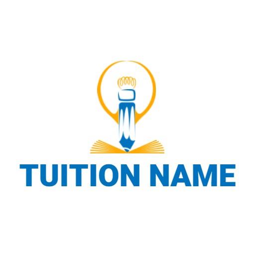 Bright Yellow and Blue Tuition Center Logo with Learning Elements Logo Template