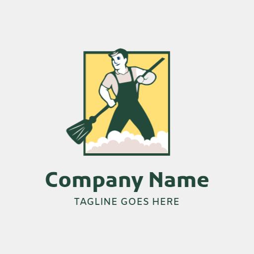 Bright Yellow and Green Cleaning Service Professional Logo Template