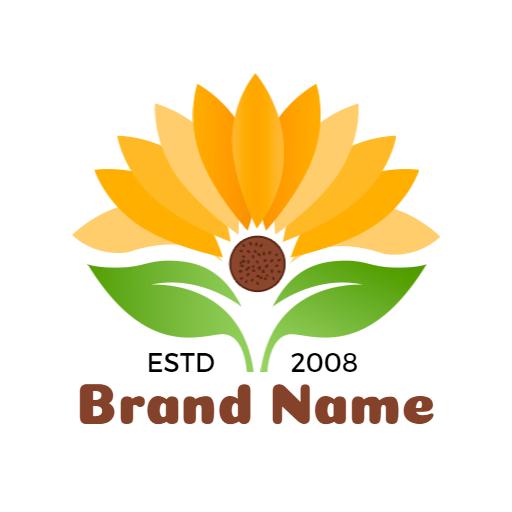 Bright Yellow and Green Sunflower Symbolizing Natural Beauty Logo Template
