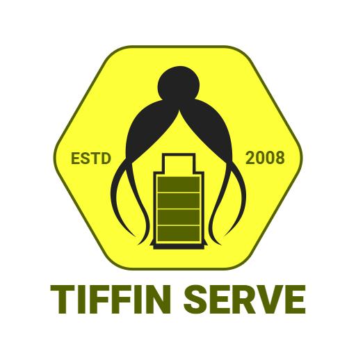 Bright Yellow and Green Tiffin Delivery Service Logo Template