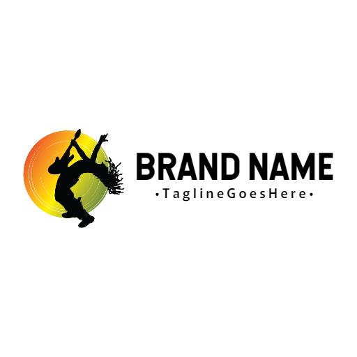 Bright Yellow and Orange Silhouette Celebrating Reggae Music Logo Template