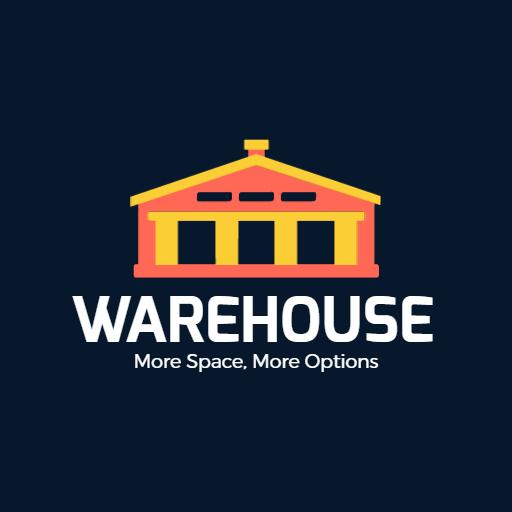 Bright Yellow and Orange Warehouse Structure with Space Options Logo Template
