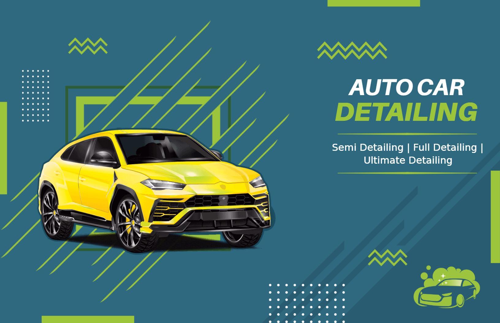 Bright Yellow Auto Car Detailing Services Brochure Template
