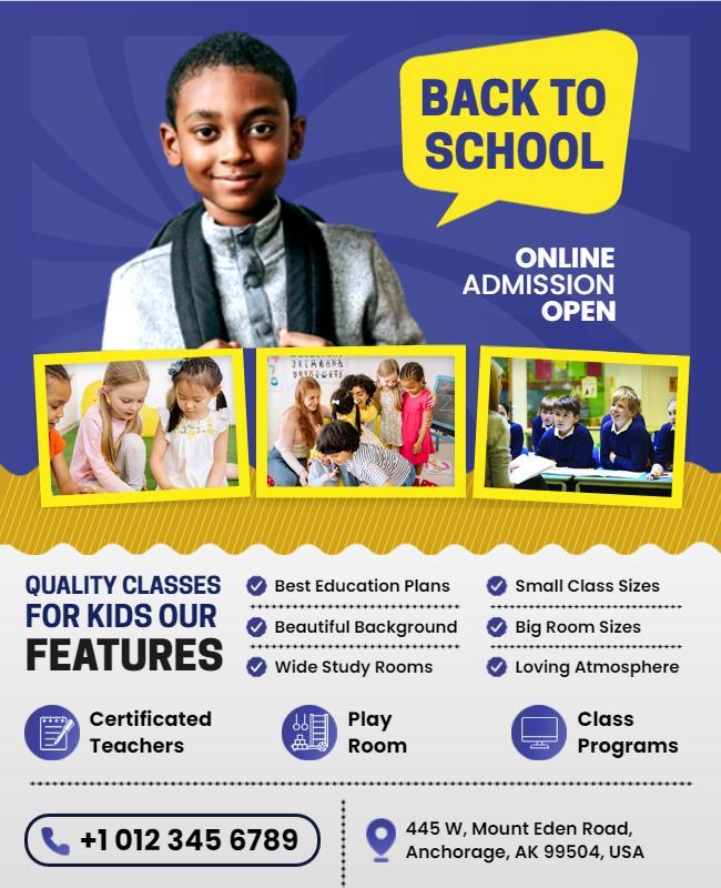 Bright Yellow Back to School Admission Promotion Poster Template