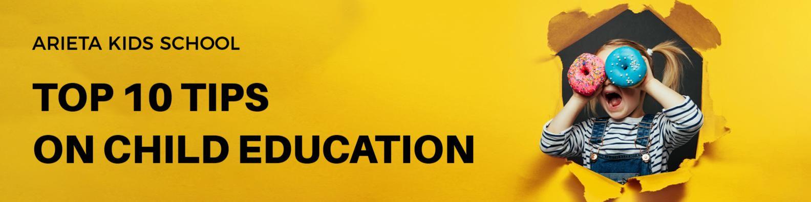Bright Yellow Background with Child Education Tips School Banner Template
