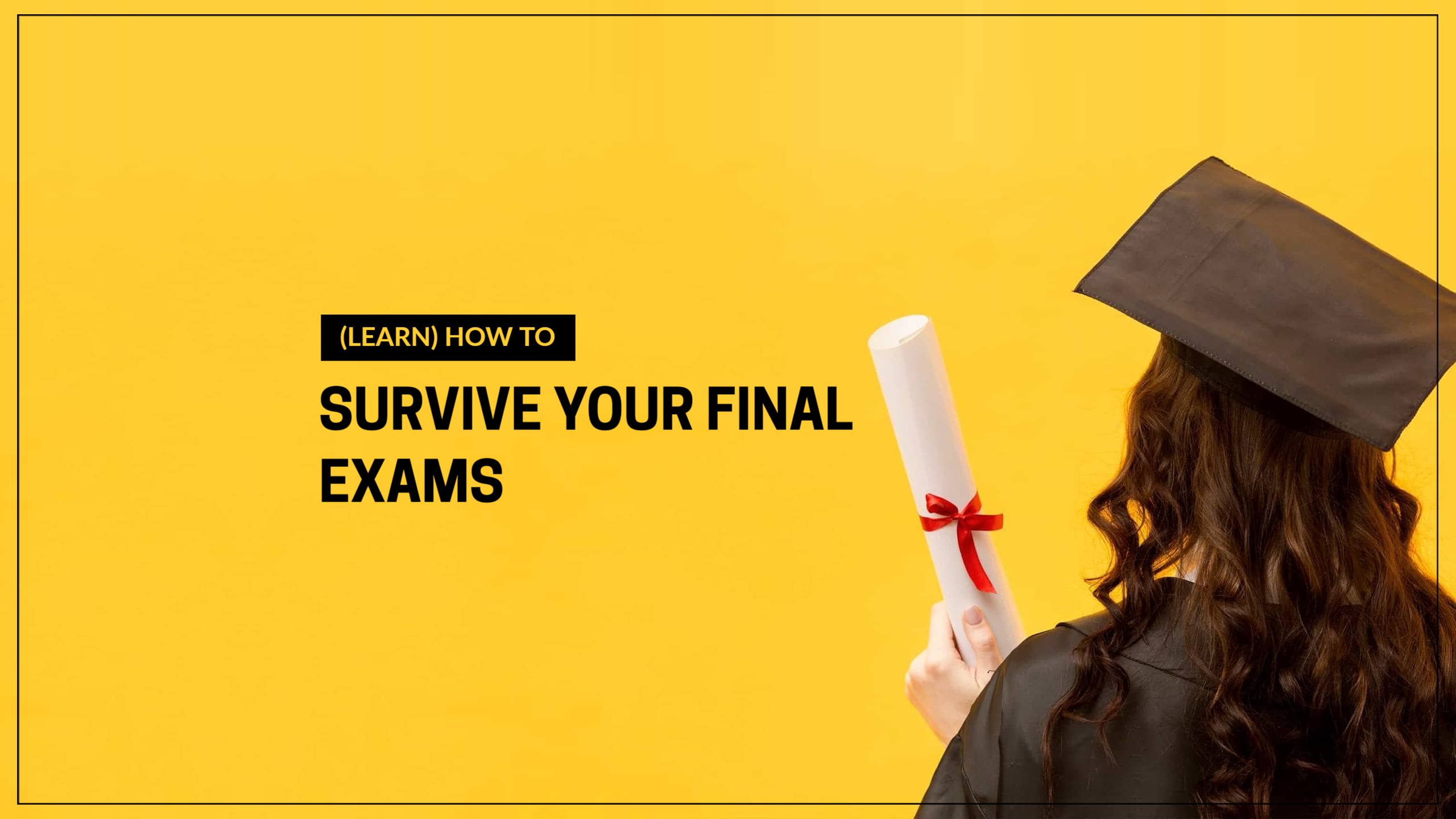 Bright Yellow Background with Exam Survival Tips YouTube Banner Template