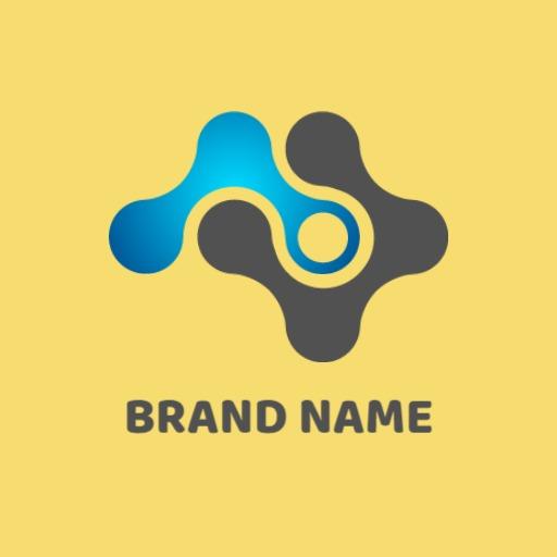 Bright Yellow Background with Gradient Abstract Shapes Logo Template