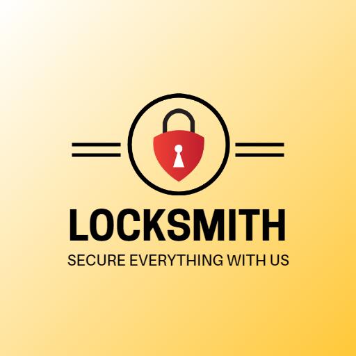 Bright Yellow Background with Secure Locksmith Services Logo Template