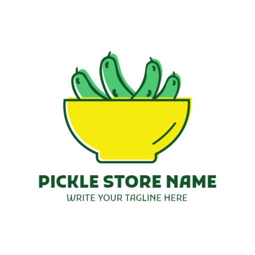 Bright Yellow Bowl of Fresh Pickles for Your Store Logo Template