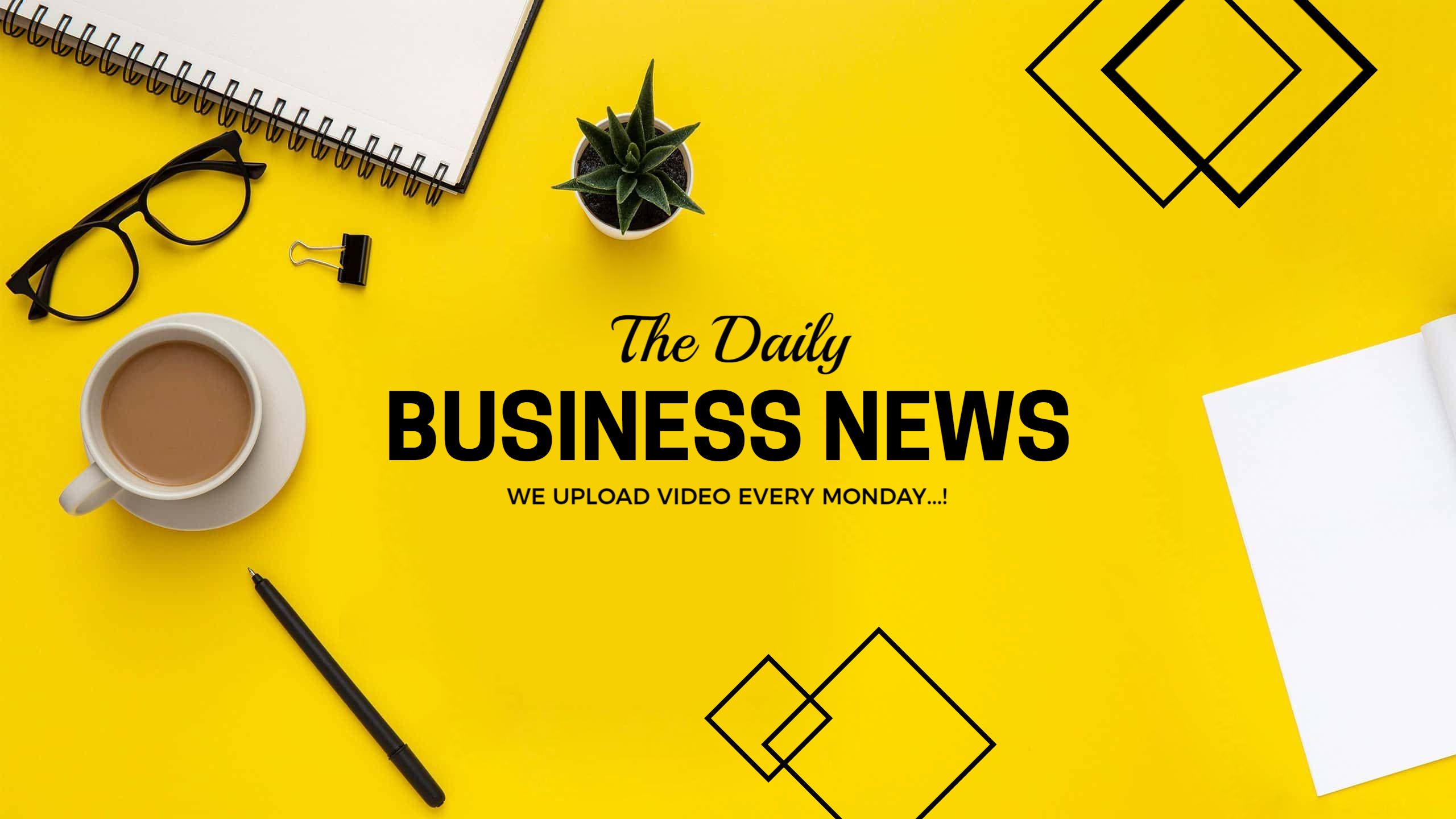 Bright Yellow Business News Update YouTube Channel Banner Template