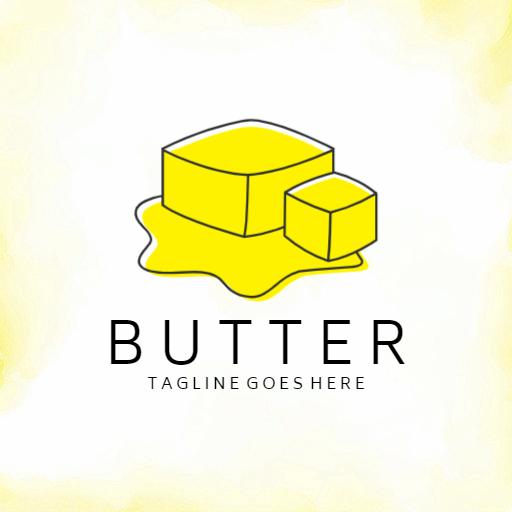 Bright Yellow Butter Cubes and Melting Design Logo Template