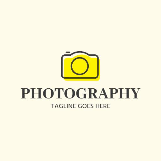 Bright Yellow Camera Design Showcasing Professional Photography Logo Template