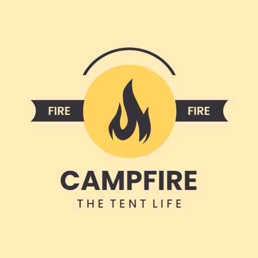 Bright Yellow Campfire Design Featuring Outdoor Adventure Logo Template