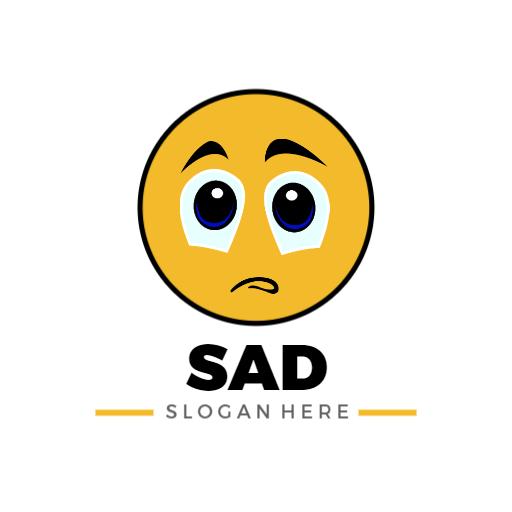 Bright Yellow Cartoon Emoticon Expressing Sadness Logo Template