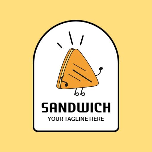 Bright Yellow Cartoon Sandwich Design for Food Branding Logo Template