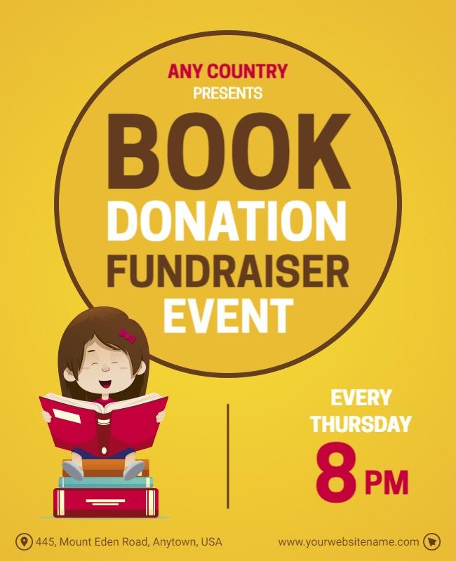 Bright Yellow Children's Book Donation Fundraiser Poster Template