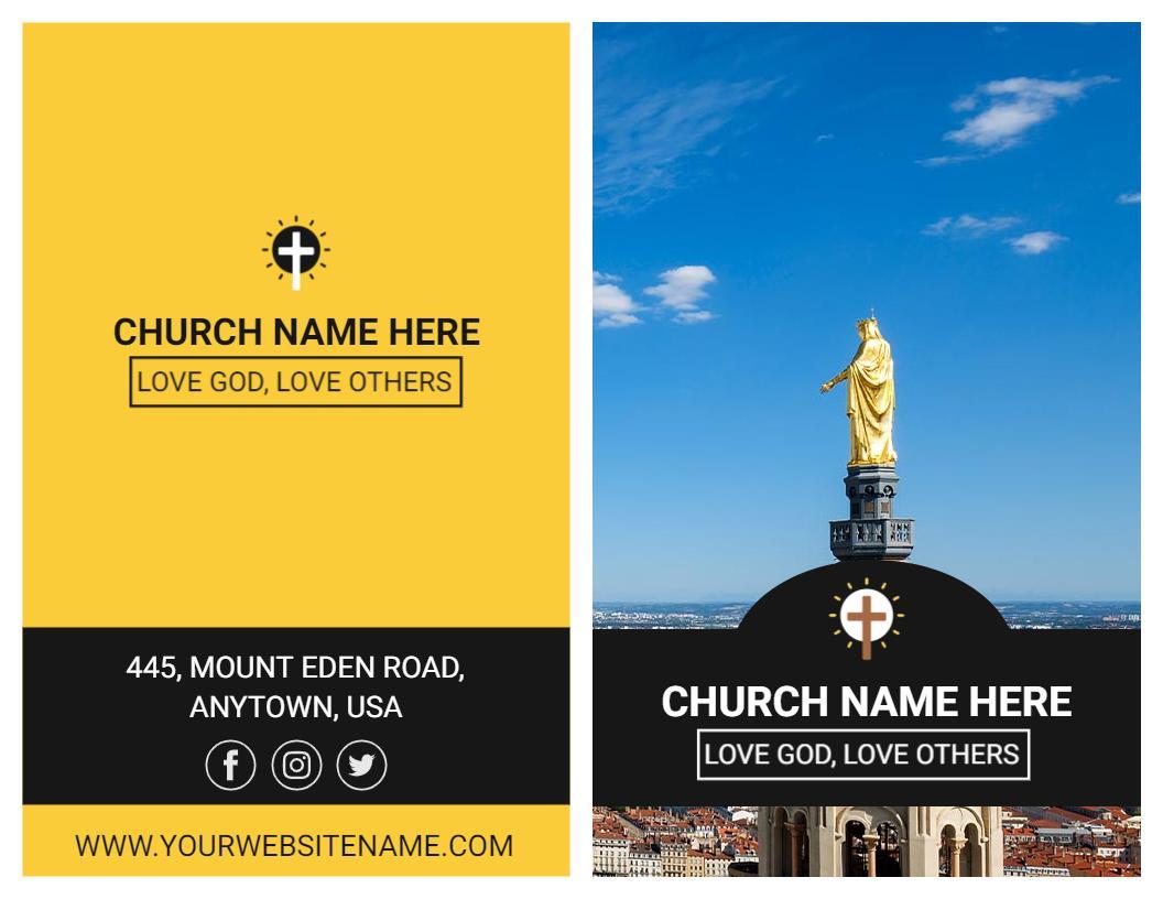 Bright Yellow Church Community Invitation and Service Brochure Template
