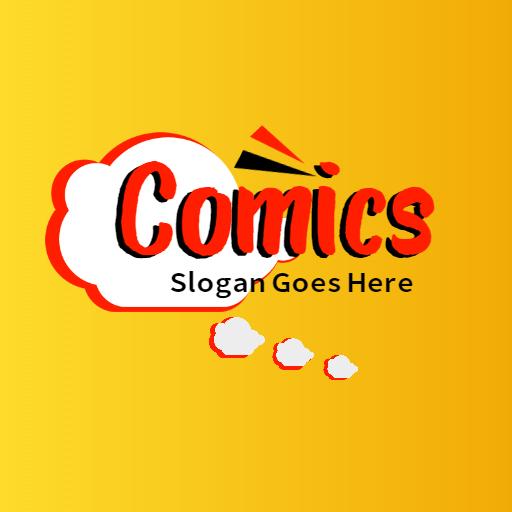 Bright Yellow Cloudy Background Featuring Punchy Comics Logo Template