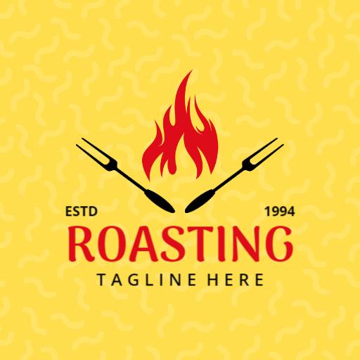 Bright Yellow Culinary Theme Celebrating Roasting Food Logo Template