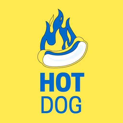 Bright Yellow Design Featuring Hotdog on Fire Logo Template